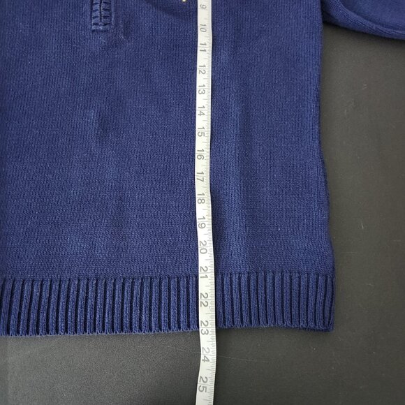 Lauren Ralph Lauren Navy 1/4 Zip Long Sleeve Sweater with Crest Women's Size L - Picture 10 of 14